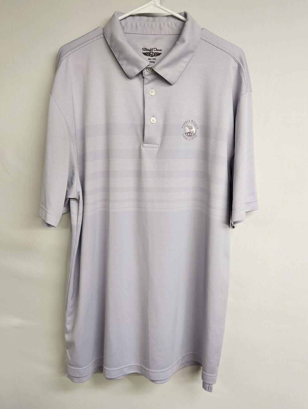 Straight Down Mens XXLARGE Golf Polo Shirt Purple Stripe Pebble Beach Golf Links